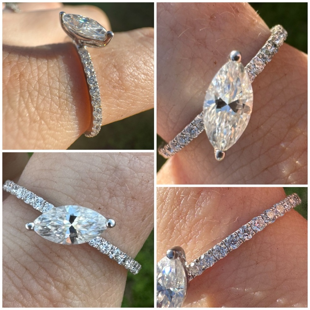 2.15CTW Rare solid 14k white gold custom cut VS moissanite ring high end